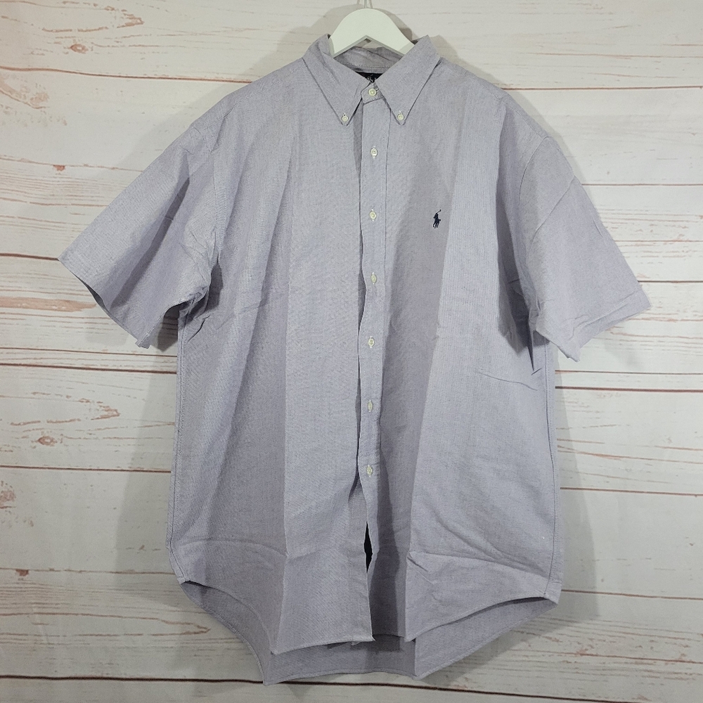 Vintage Men's Ralph Lauren Blake Short Sleeve Light Purple Oxford Size L